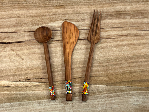 Wood w/ Beads Utencils - Sold Separately