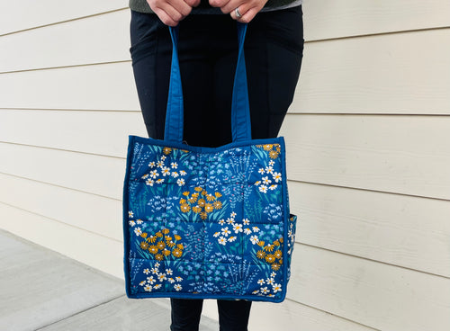 Blue floral 4x4 Tote