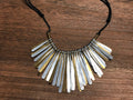 Necklace - Brass & Silver Fringe w/ Cord