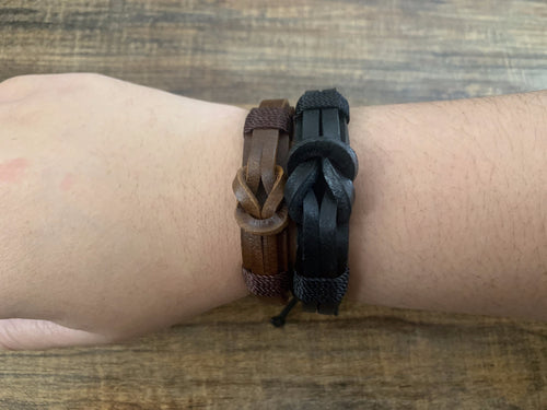 Leather bracelet adjustable - Knot