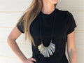 Necklace - Brass & Silver Fringe w/ Cord