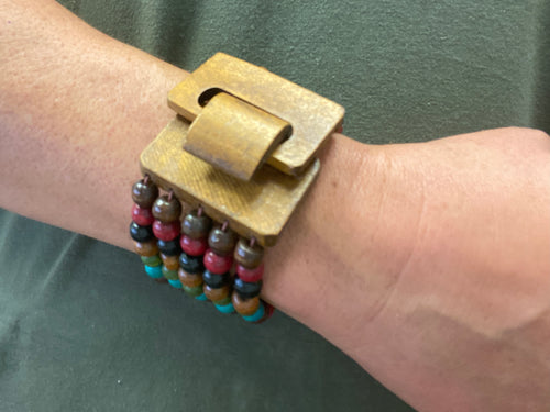 Wood multi row bracelet