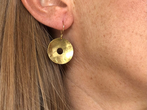 Earrings - brass buttons