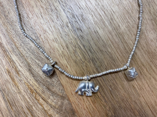 Silver Necklace -  Elephant & Box