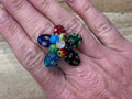 Glass Bead Ring Adjustable - Flower