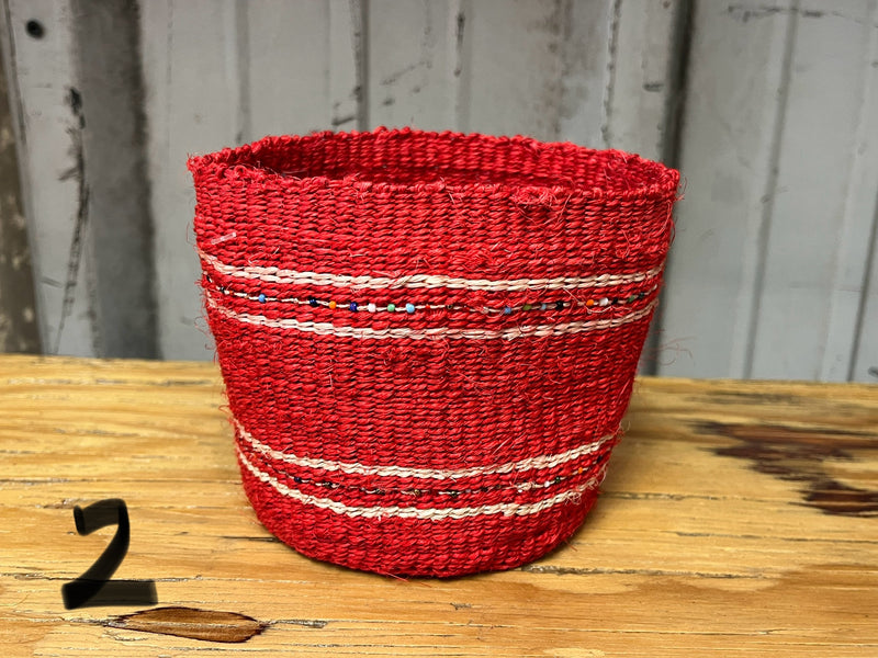 Sisal Basket with Beads - Med
