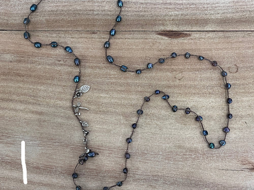 Necklace - Pearls with Silver Charm Line