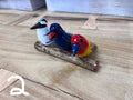 Wooden Birds Hanging - 3 on a Log