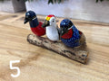 Wooden Birds Hanging - 3 on a Log
