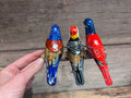 Wooden Birds Hanging - 3 on a Log