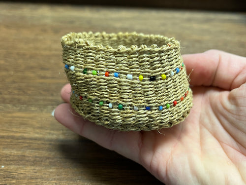 Sisal basket with beads - tiny