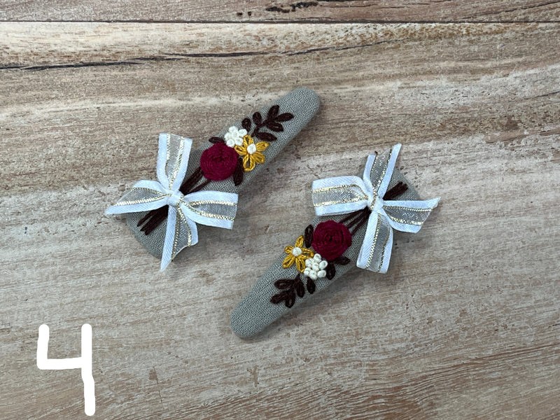 Hair Clips - Cute Embroidered (2 pieces)