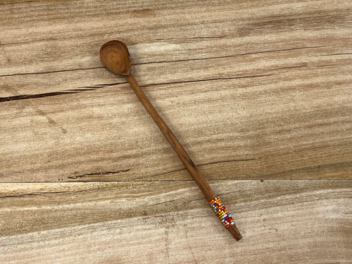 Wood Spoon Long - w/ Beads