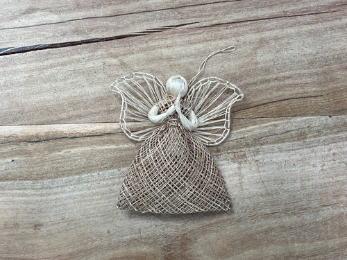 Ornament - Abaca Burlap Angel 5"