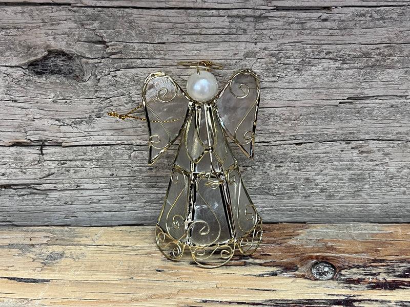 Ornament - Capiz Angel 3D Trumpet