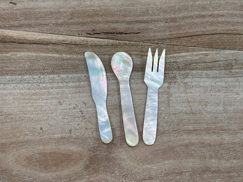 Utencil Sets of 3 - Mother of Pearl 4"