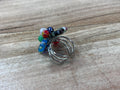 Glass Bead Ring Adjustable - Flower