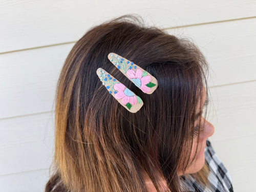 Hair Clips - Cute Embroidered (2 pieces)