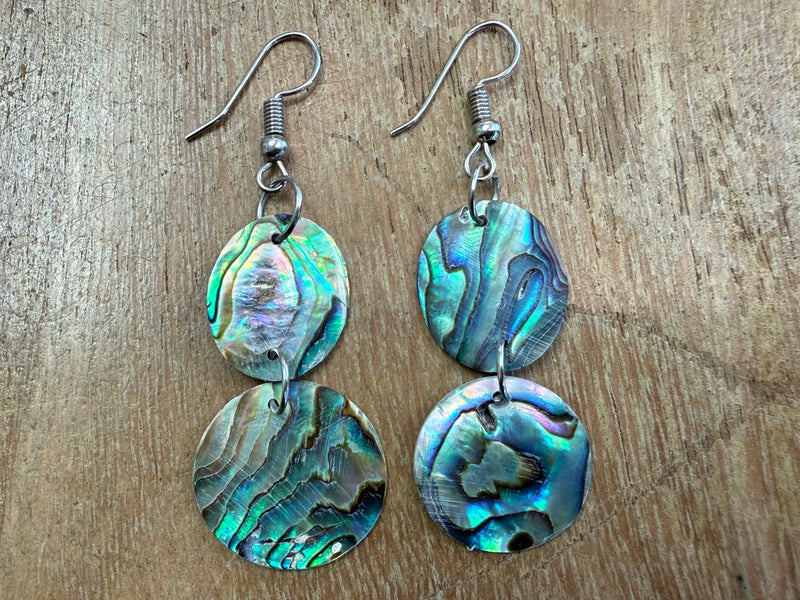 Earrings - double paua circle