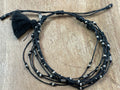 Bracelet - wax cotton silver beads