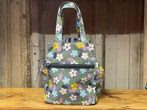 Lunch bag -  grey flower
