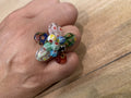 Glass Bead Ring - flower adjustable