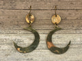 Brass moon dangle earrings