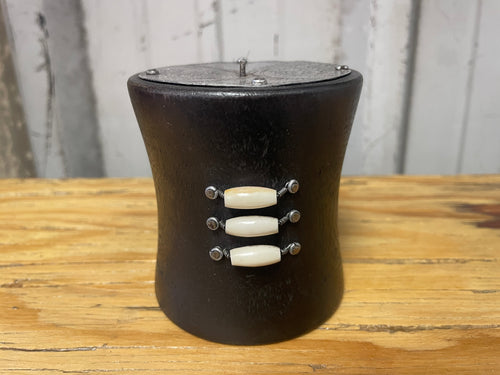 Dark wood w/ bone - candle holder small