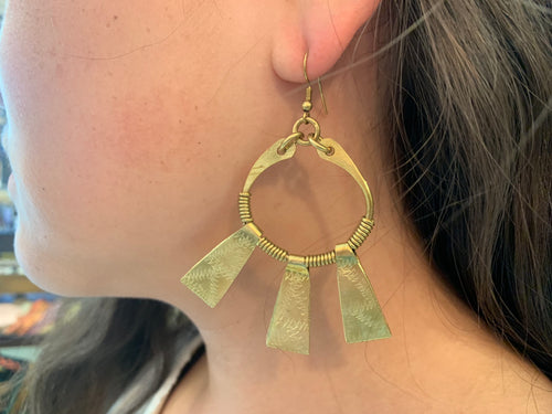 Earrings - Brass beams