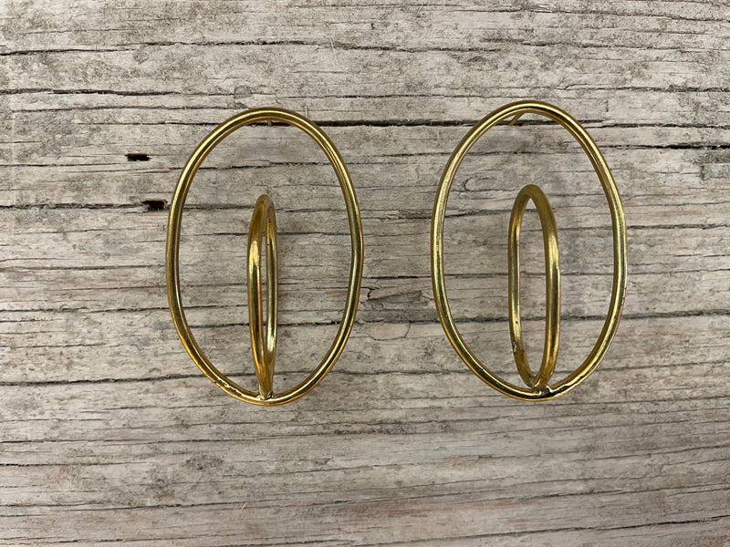 Earrings - brass designer circles