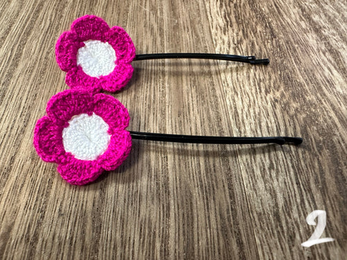 Crochet flower bobbi pins