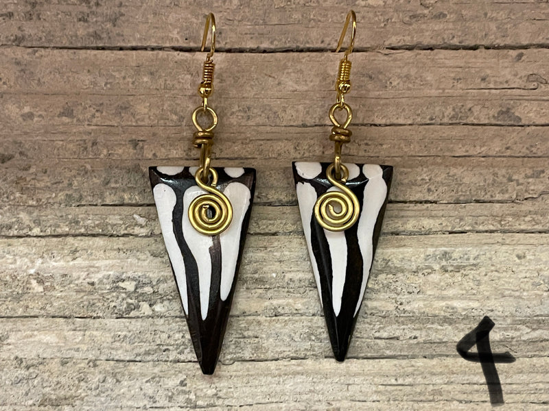 Earrings - bone carved batik