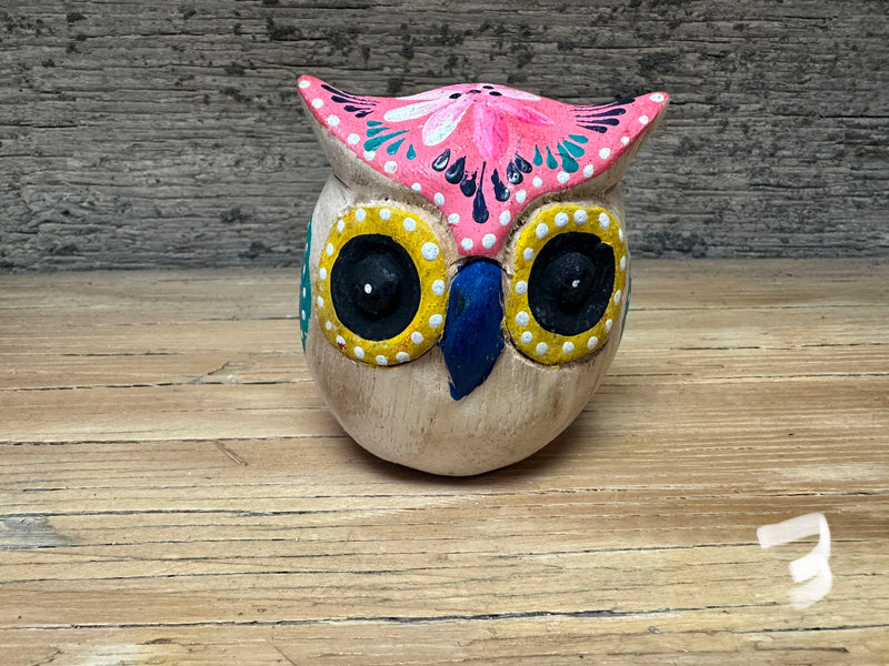 Wooden owl  - painted med