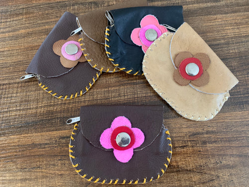 Leather coin purses flower - LIMITED EDITION