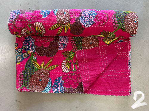 Kantha Blanket - Flowers