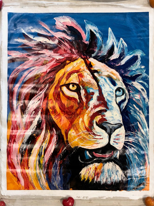 Painting - Colorful lion xl