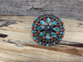Antique Silver Ring - Turquoise Coral and Lapis