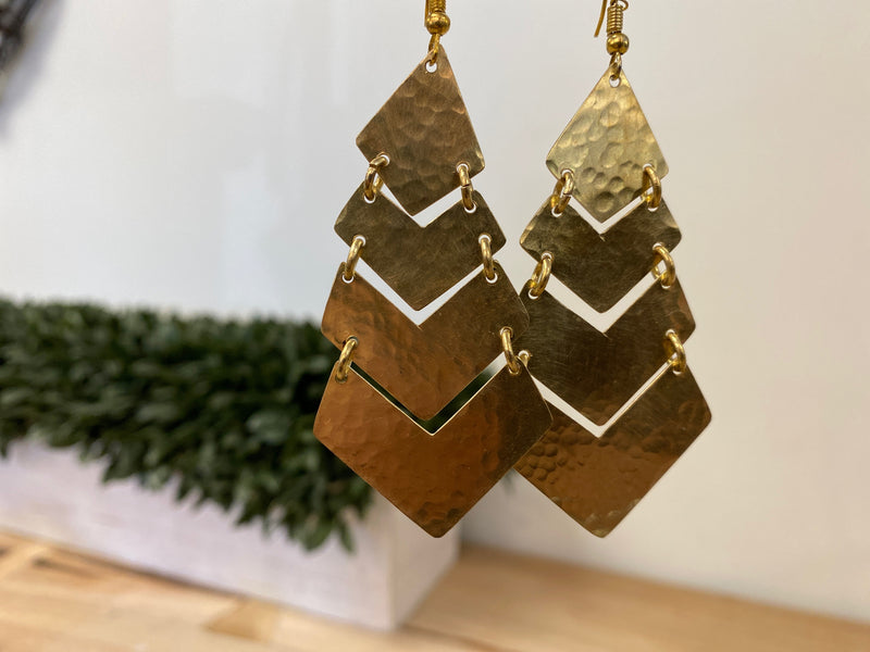 Earrings - brass chevron