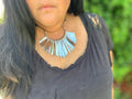 Necklace - fringe cord electroplated silver color