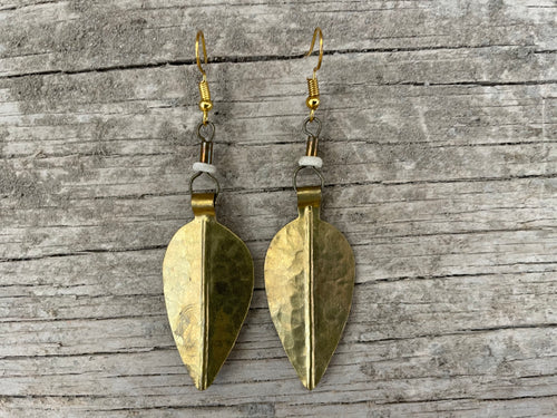 Earrings - brass leaf designer