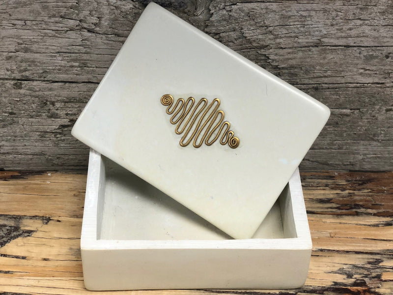 Soapstone box - w/ brass 3" x 4"