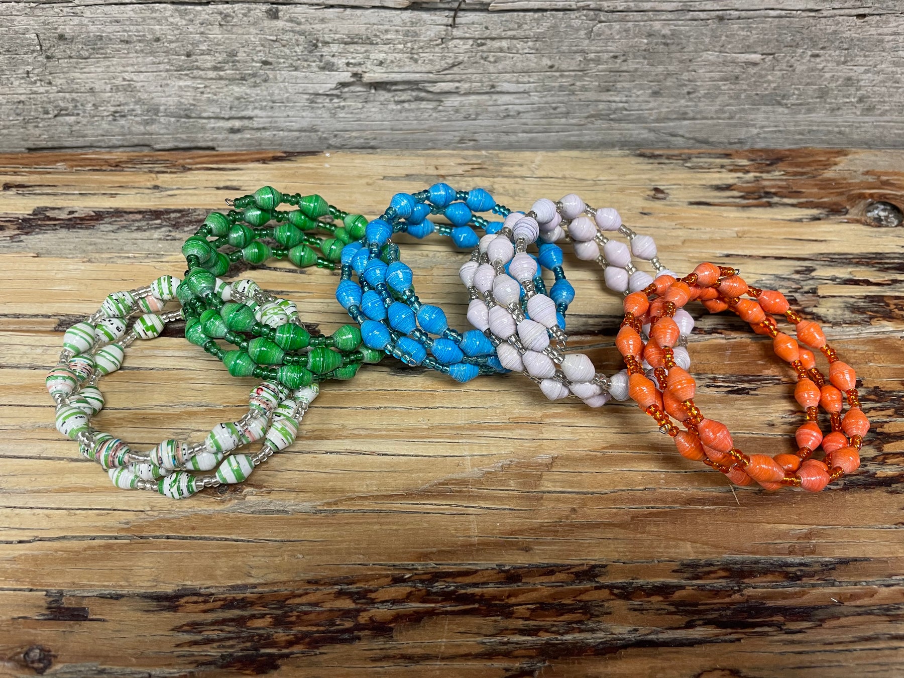 Handmade Bracelet with Multicolor Recycled Paper Beads  Love Affair   NOVICA