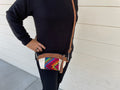 Crossbody Cosmetic / Clutch - White w/ Colorful