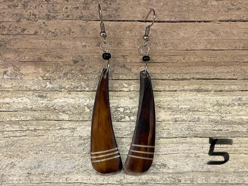 Earrings - bone carved batik