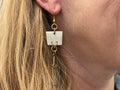 Earrings - brass double pendant brass/bone