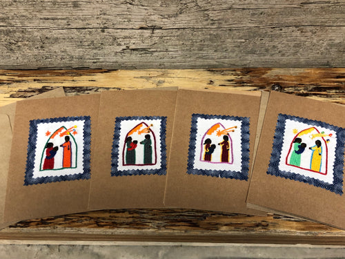 Embroidered Christmas Card - Nativity