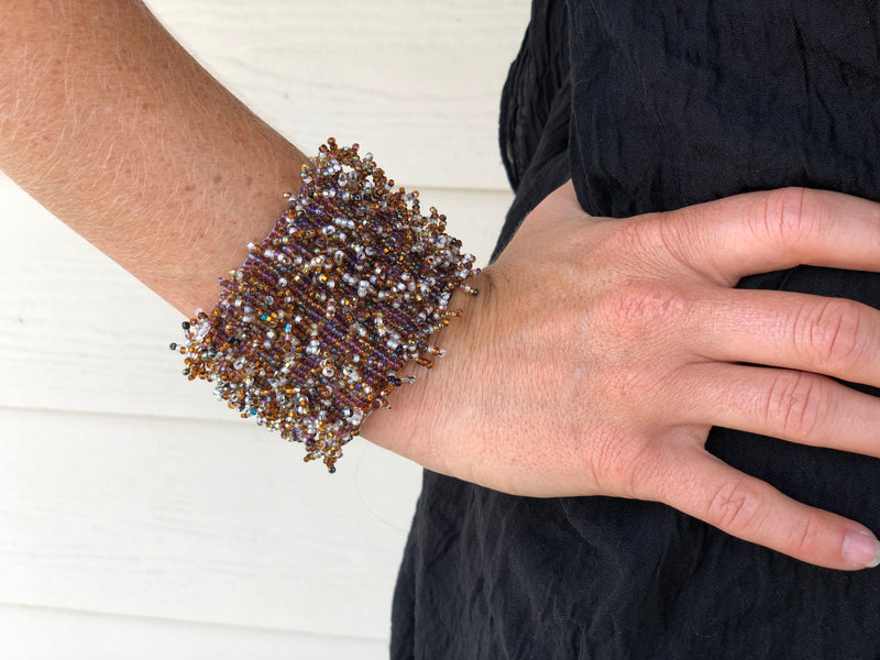 Bracelet beaded Woven - Browns