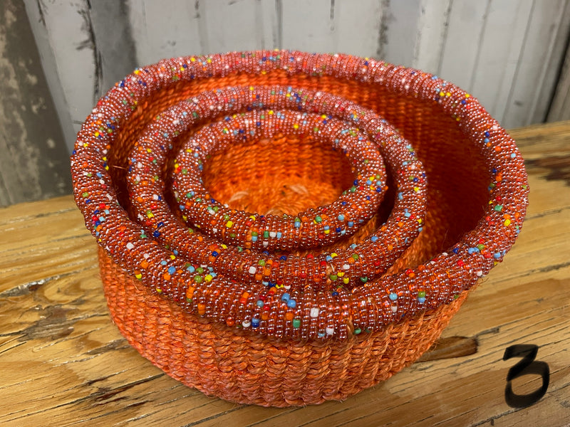 Sisal & Bead Baskets - Set of 3