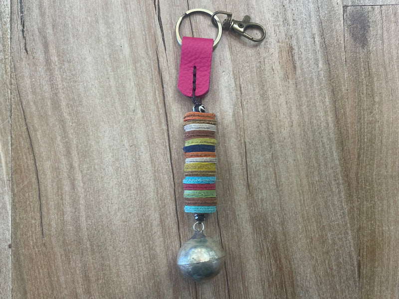 Keyholder - leather & silver ball