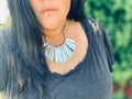 Necklace - fringe cord electroplated silver color